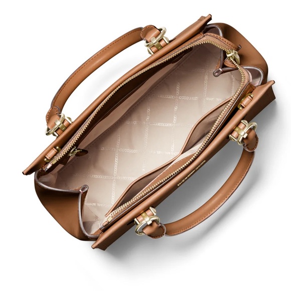 MICHAEL KORS Handbag Large Saffiano Leather Luggage Brown Satchel Bag AUTHENTIC - Picture 9 of 12